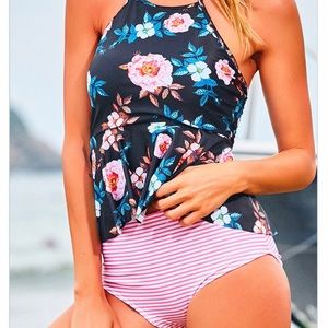 Beachsissi floral and striped tankini set